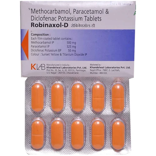 Robinaxol-D Methocarbamol, Paracetamol & Diclofenac Potassium Tablets