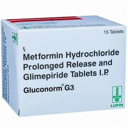 Gluconorm G3 Metformin Hydrochloride Prolonged Release and Glimepiride I.P. Tablets