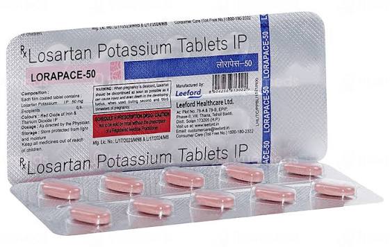 50 mg LORAPACE-50 Losartan Potassium IP Tablets