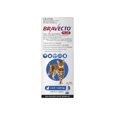 BRAVECTO PLUS CAT 2.8-6.25KG 250MG
